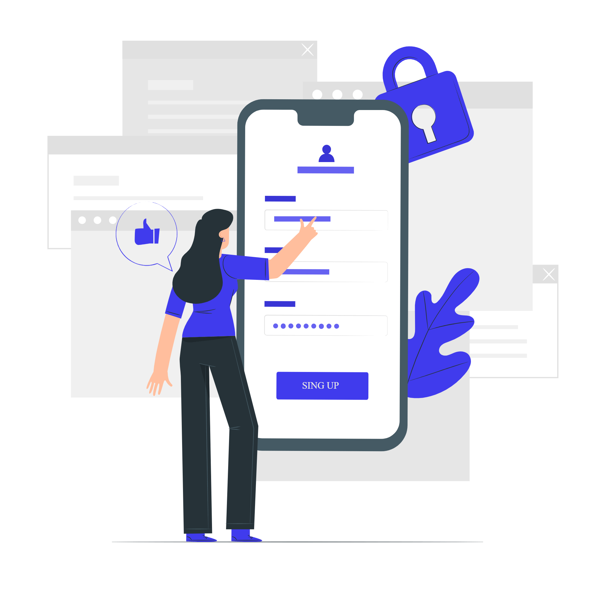 A woman using her phone to log into a website's login page